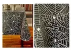 Halloween Vinyl Tablecloth 52” x 70” Rectangle Spider Webs NEW