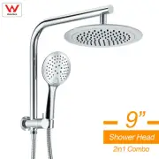 KYLINS WELS Round Shower Head 3 Mode Handheld Gooseneck Wall Arm 2 in 1 Combo