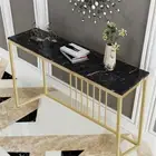 Industrial Marble Narrow Console Table Skinny Entryway Table Accent Sofa Table