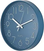 Wall Clock Silent Non Ticking 12 Inch Quartz Round Clock Battery Operated Home Office Living Room Bedroom (Light Blue case Light Blue face)