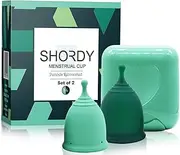 SHORDY Reusable Menstrual Cup (Small & Large Size) Set of 2 with Mini Box, Soft Silicone, Low or High Cervix, Safe Period Cup, Heavy & Light Flow, Feminine Hygiene, Tampons, Pads & Disc Alternative