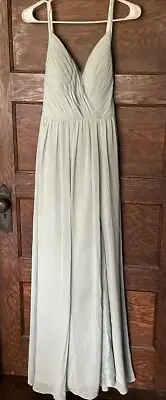 Azazie Gracie Agave Sage Green Bridesmaid Dress Pleated Bust A Line Sz A 6