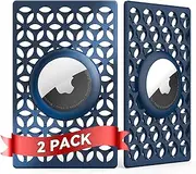 [DLENP] Apple Airtag Holder for Airtag Wallet Card Case 2 Packs,Ultra Slim Credit Card Size AirTags Case for Purse,Wallet,Handbag,Backpack (Blue)