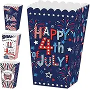 Beatifufu 4pcs Popcorn Box 4th of Party Boxes Memorial Day Party Favors Labor Day Popcorn Containers Favor Popcorn Decoration Boxes Popcorn Party Favors Boxes Small Popcorn Cups Paper