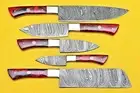 Knivesbank Handmade Damascus Steel Chef Knife Set with Leather Roll Kit
