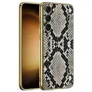 Crocodile/Snake Texture Case for Samsung Galaxy S23+,TPU Frame Coated PC Back Case-Snake Texture