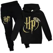 Harry Potter Print Pullover Sweatshirt Hoodies Tops Sweatpants Outfit Kids Boys Girls Casual Jogging Tracksuit Set Age 7-14 Years Black 13-14 Years