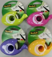 3M Scotch Contour Dispenser With Magic Tape 19mm X 12m 4 Colours New 4PK