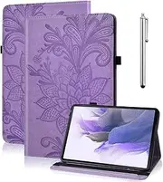 TUOLISG Case for Samsung Galaxy Tab S9 FE 10.9 Inch / S9 2023 11 Inch with Stylus and Pen Holder, PU Leather Multi-Angle Folio Protective Case Document Slots Tablet Case for Galaxy Tab S9 FE/S9 Purple