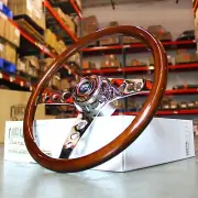 18" Steering Wheel 3-Spoke Wood (For Freightliner, Kenworth, Peterbilt, Volvo)