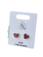 Disney Parks Mickey Mouse Ear Birthday Month July Cubic Zirconia Stud Earrings