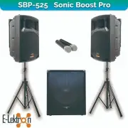 E-Lektron Sonic Boost Pro 525 Bluetooth Vocal Bass PA System UHF Mics and stands