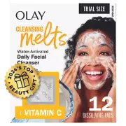Olay Cleansing Melts + Vitamin C Face Cleanser, 12Ct, Water-Activated Face Wash