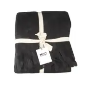 Maine & Crawford Maci 170x130cm Super Plush Throw Sofa Acrylic Blanket Black