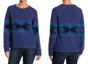 SMARTWOOL x CHUP Blue Purple Geo Knit Wool-Blend Warm & Soft Pullover Sweater L