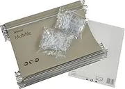 Rexel Foolscap Suspension Files with Tabs and Inserts for Filing Cabinets, 15 mm V-Base, 100 Percent Recycled Manilla, Green, Multifile, Pack of 50, 78008