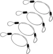 uxcell 5/32" Dia Vinyl Coated Stainless Steel Cable with Loops, 4 Pcs 2 ft (20") Flexible Wire Rope Security Chain Lanyard Lock for Outdoor Stage Lighting Luggage Lock, Clear