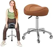 Adjustable Saddle Chair Salon Stools, Saddle Rolling Stool with Wheels for Dental Hygienist, Professional Hospital Ergonomic Office Chair Star of Light