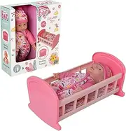 HTI Baby Boo Lullaby Cot & Doll - 1:12 Scale - Pink - Classic Playful - Fabric - Doll Furniture