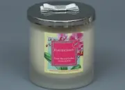 PORTMEIRION BOTANIC GARDEN MOTH ORCHID Double Wick Candle Silver Lid 17.2 oz.