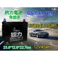 在飛比找蝦皮購物優惠-GS統力汽車電池 免加水55B24L 55B24LS 55B