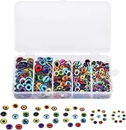 Bestartstore 150PCS 8MM/10mm/12mm/14mm/15MM Assorted Round Glass Dragon Eyes Flatback Scrapbooking Dome Covered Cabochons for Doll Making and Jewelry Settings Craft