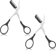 Eyebrow Scissors with Comb, Professional Precision Eyebrow Trimmer Scissors Eyebrow Trimming Scissors with Comb and Non-Slip Finger Grips Hair Removal Eyebrow Scissors for Men Women