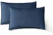 Vintage Washed Microfibre Standard Pillowcases - Set of 2 Luxurious Standard Pillow Covers - Navy