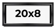 20x8 Shadow Box Frame Black | 1.25 inches Deep Real Wood Contemporary Shadowbox