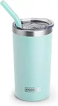koodee 350ml Tumbler with Lid and Straw-Stainless Steel Double Wall Vacuum Insulated Tumbler Travel Coffee Mug for Women (12oz Baby Blue)