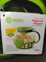 Ecolution Micro Pop Microwave Glass Popcorn Maker Epoca Green 3 Quarts New!