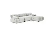 Foret 4 Seater Sofa Modular Arm Ottoman Tufted Velvet Lounge Couch Chaise Beige