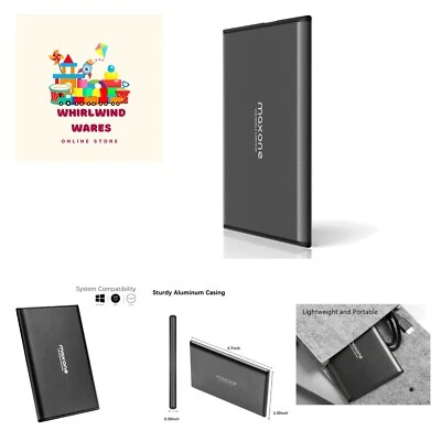 1TB Ultra Slim Portable External Hard Drive HDD USB 3.0 for PC, Mac, Laptop, ...