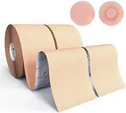 [FASHLON] Boob Tape, 2-Roll, Safe for Sensitive Skin, Fits A-DD Cups, Ultra-Breathable Premium Cotton Breast Lift Tape with Silicone Nipple Covers