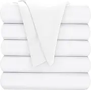 Oakias Twin Flat Sheets White – Pack of 6 Top Sheets for Bed – Soft Brushed Microfiber Fabric – Shrinkage & Fade Resistant – Ideal for Hotels and Hospitals – Machine Washable