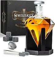 Whisiskey - Whisky Carafe - Diamond - Decanter - Whiskey Set - 900 ml - Gifts for Men - Includes 4 Whisky Stones & Spout