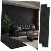 2 Pack 106" x 12.6" Wood Slat Wall Panels, 106" x 25.2" Classic Black
