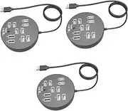 KOMBIUDA 3pcs Splitter USB Extender USB Expander Multiple USB Port for Laptop USB Adapter for Laptop Latop USB Hub Extra USB Ports for Laptops Hub USB Round Metal Extension Cord