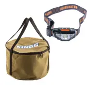 Adventure Kings Camp Oven Canvas Bag Heavy Duty +LED Head Torch Headlamp Outdoor