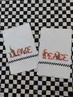 PATIENCE BREWSTER PEACE & LOVE TEA TOWELS SET OF TWO NIP
