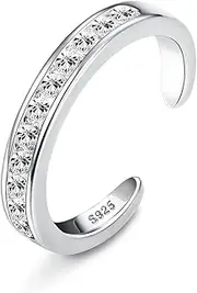 [Milacolato] 925 Sterling Silver Open Adjustable Toe Ring for Women 18K White Gold Plated Arrow Heart Knot Infinity Link Adjustable Band Rings Finger Foot Jewellery