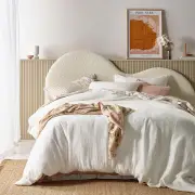 Vintage Design Homewares Hugo White Cotton Gauze Quilt Cover Set Queen