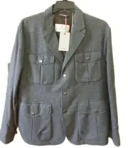 CANALI Men's Lambswool Retro Insulated Jacket/Coat 46R Grey Microcheck Grey VTG