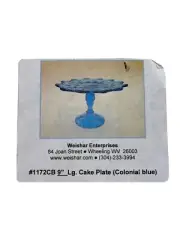 WEISHAR Colonial Blue Moon & Stars 9” Footed Pedestal Cake Plate Stand Glass NIB
