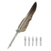 25cm/9.8" Calligraphy Feather Quill Pen for Calligraphy, Black and Gray Gradient