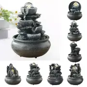 Tabletop Fountain with LED Lights Deck Landscape Meditation Indoor Waterfall