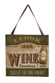 KURT S. ADLER "I COOK WITH WINE..." WINE BOTTLE PLAQUE CHRISTMAS ORNAMENT