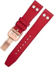 [GUMMMY] 21mm Nature Fluororubber FKM Rubber With Rivet Watchband For IWC Big Pilot Mark Portugieser Soft Wristband