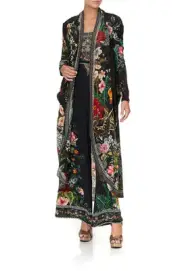 new CAMILLA RAISED WITH WOOLVES LONG JACKET COAT KAFTAN W/ POCKETS L / XL