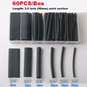 60Pcs (L:3.5") Black 3:1 Dual Wall Adhesive Glue Lined Tubes Heat Shrink Tubing
